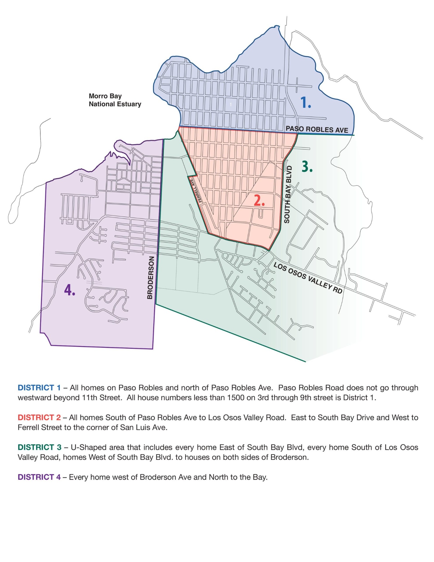 Map of LOCAC's four advisory districts in Los Osos